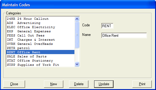Visual Accounts Categories Window